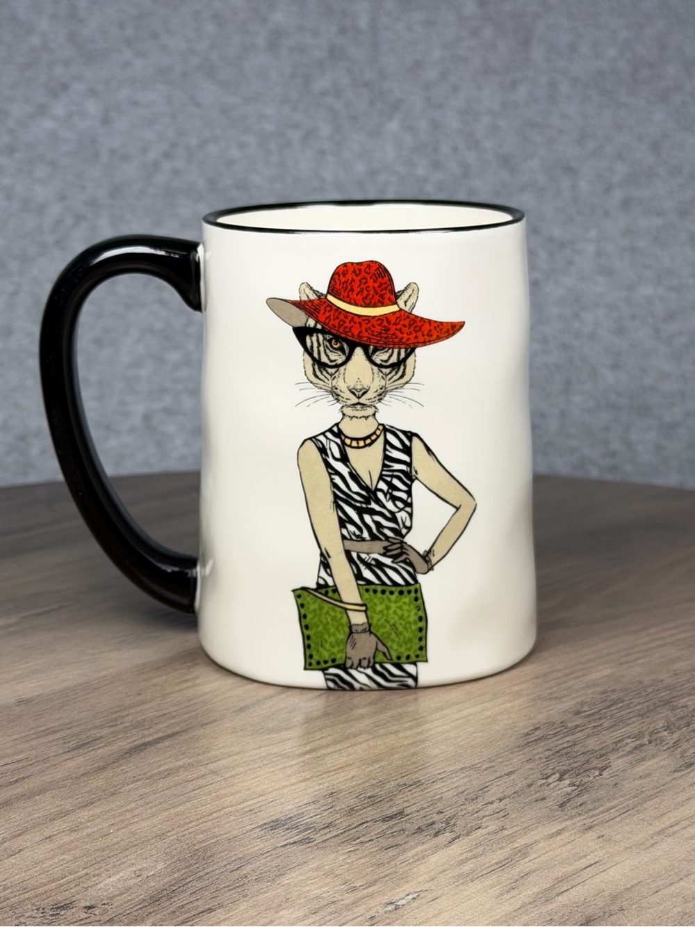 Signature Housewares Hipster Animal Coffee Mug Collectible Tiger in Zebra Dress